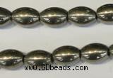 CPY62 15.5 inches 10*14mm rice pyrite gemstone beads wholesale