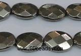 CPY632 15.5 inches 12*16mm faceted oval pyrite gemstone beads