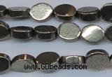 CPY641 15.5 inches 8*10mm oval pyrite gemstone beads wholesale