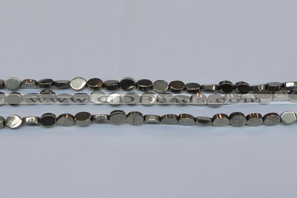 CPY641 15.5 inches 8*10mm oval pyrite gemstone beads wholesale