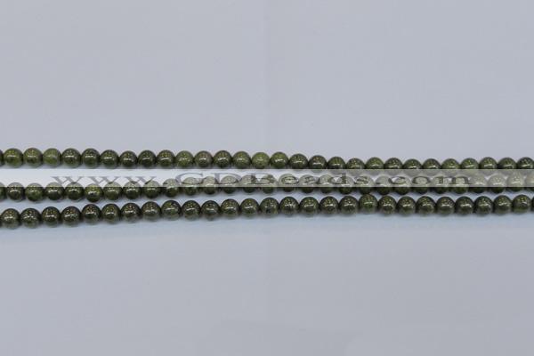 CPY750 15.5 inches 4mm round pyrite gemstone beads wholesale