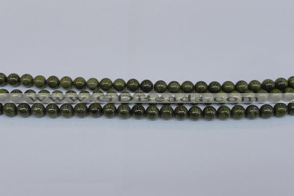 CPY752 15.5 inches 8mm round pyrite gemstone beads wholesale