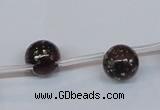 CPY781 Top drilled 10mm round pyrite gemstone beads wholesale