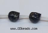 CPY788 Top drilled 10mm carved skull pyrite gemstone beads