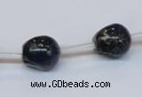 CPY789 Top drilled 12mm carved skull pyrite gemstone beads