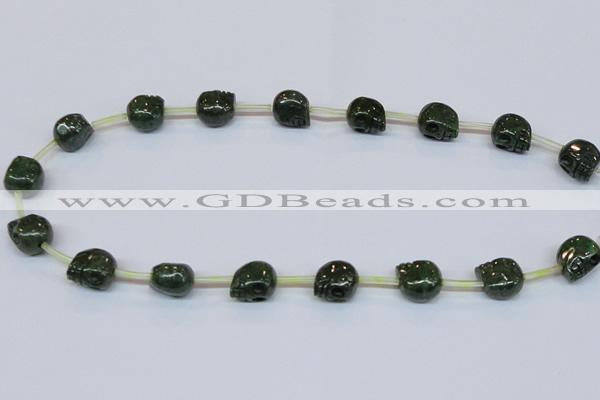 CPY794 Top drilled 10mm carved skull pyrite gemstone beads