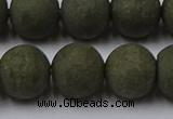 CPY818 15.5 inches 14mm round matte pyrite beads wholesale