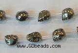 CPY83 15.5 inches 8mm carved skull pyrite gemstone beads wholesale