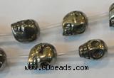 CPY86 15.5 inches 13mm carved skull pyrite gemstone beads wholesale