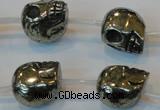 CPY88 15.5 inches 16mm carved skull pyrite gemstone beads wholesale