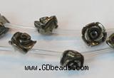 CPY91 15.5 inches 10mm carved rose pyrite gemstone beads wholesale