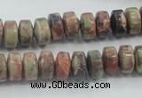 CRA07 15.5 inches 6*10mm rondelle natural rainforest agate beads