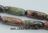 CRA08 15.5 inches 9*25mm cylinder natural rainforest agate beads