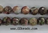 CRA102 15.5 inches 10mm faceted round rainforest agate gemstone beads