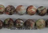 CRA104 15.5 inches 14mm faceted round rainforest agate gemstone beads