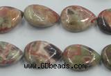 CRA18 15.5 inches 13*18mm flat teardrop natural rainforest agate beads