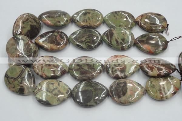 CRA21 15.5 inches 30*40mm flat teardrop natural rainforest agate beads