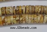 CRB1017 15.5 inches 2*6mm heishi picture jasper beads wholesale