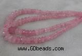 CRB1120 15.5 inches 5*8mm - 9*18mm faceted rondelle rose quartz beads