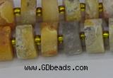 CRB1247 15.5 inches 6*12mm tyre matte crazy lace agate beads