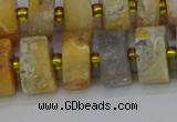 CRB1248 15.5 inches 7*14mm tyre matte crazy lace agate beads