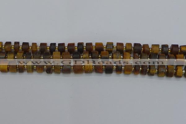 CRB1253 15.5 inches 6*10mm tyre matte yellow tiger eye beads