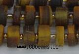 CRB1254 15.5 inches 6*12mm tyre matte yellow tiger eye beads