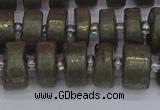 CRB1261 15.5 inches 6*12mm tyre matte pyrite gemstone beads