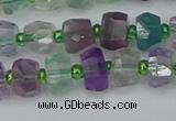 CRB1288 15.5 inches 6*10mm faceted rondelle fluorite beads