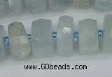 CRB1312 15.5 inches 6*12mm faceted rondelle aquamarine beads