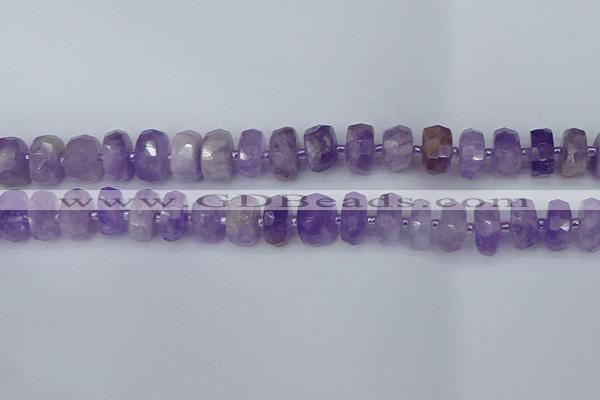 CRB1332 15.5 inches 6*12mm faceted rondelle lavender amethyst beads