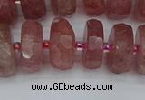 CRB1344 15.5 inches 8*16mm faceted rondelle strawberry quartz beads