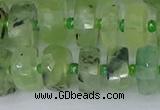 CRB1352 15.5 inches 6*12mm faceted rondelle green rutilated quartz beads