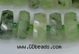 CRB1354 15.5 inches 8*16mm faceted rondelle green rutilated quartz beads