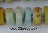 CRB1365 15.5 inches 8*18mm faceted rondelle Chinese amazonite beads