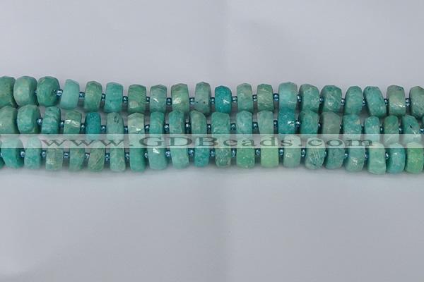 CRB1371 15.5 inches 6*10mm faceted rondelle amazonite beads