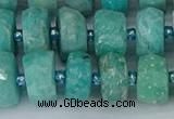 CRB1372 15.5 inches 6*12mm faceted rondelle amazonite beads