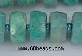 CRB1375 15.5 inches 8*18mm faceted rondelle amazonite beads