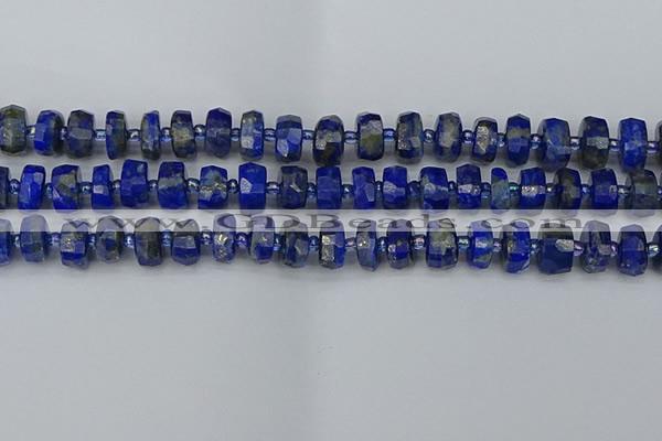 CRB1391 15.5 inches 6*10mm faceted rondelle lapis lazuli beads