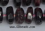 CRB1414 15.5 inches 8*16mm faceted rondelle red garnet beads