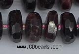 CRB1415 15.5 inches 8*18mm faceted rondelle red garnet beads