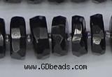 CRB1425 15.5 inches 8*18mm faceted rondelle black tourmaline beads