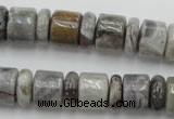 CRB143 15.5 inches 6*12mm & 10*12mm rondelle silver needle agate beads