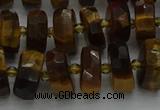 CRB1431 15.5 inches 6*10mm faceted rondelle yellow tiger eye beads