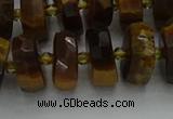 CRB1432 15.5 inches 6*12mm faceted rondelle yellow tiger eye beads