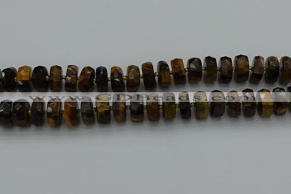 CRB1433 15.5 inches 7*14mm faceted rondelle yellow tiger eye beads