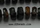 CRB1441 15.5 inches 6*10mm faceted rondelle blue tiger eye beads