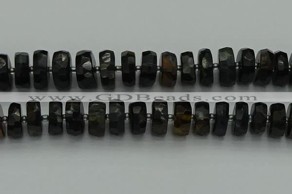 CRB1445 15.5 inches 8*18mm faceted rondelle blue tiger eye beads