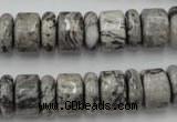 CRB163 15.5 inches 5*14mm & 10*14mm rondelle grey picture jasper beads