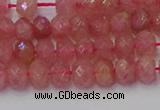 CRB1800 15.5 inches 4*6mm faceted rondelle strawberry quartz beads